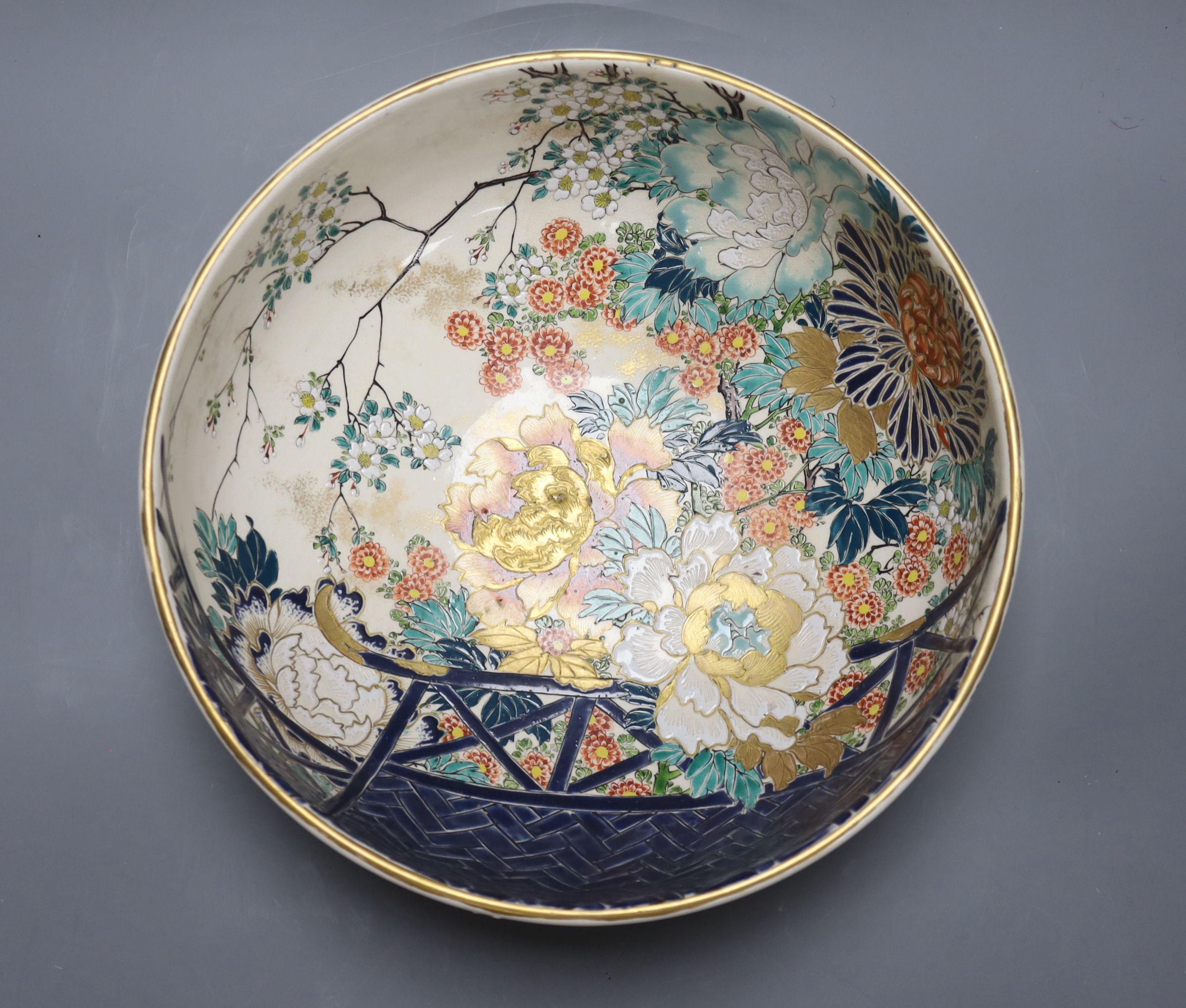 A Japanese satsuma enamelled bowl, 30cm